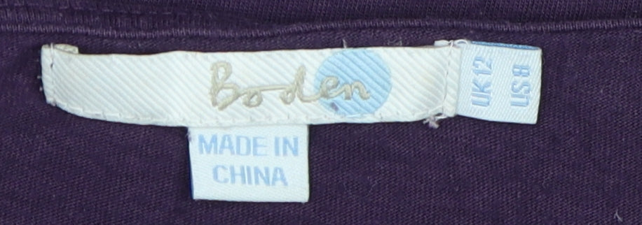 Boden Women's Purple Blouse 3/4 Sleeve Ruffle Detail