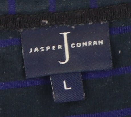 Jasper Conran Men's Blue Striped Polo Shirt L