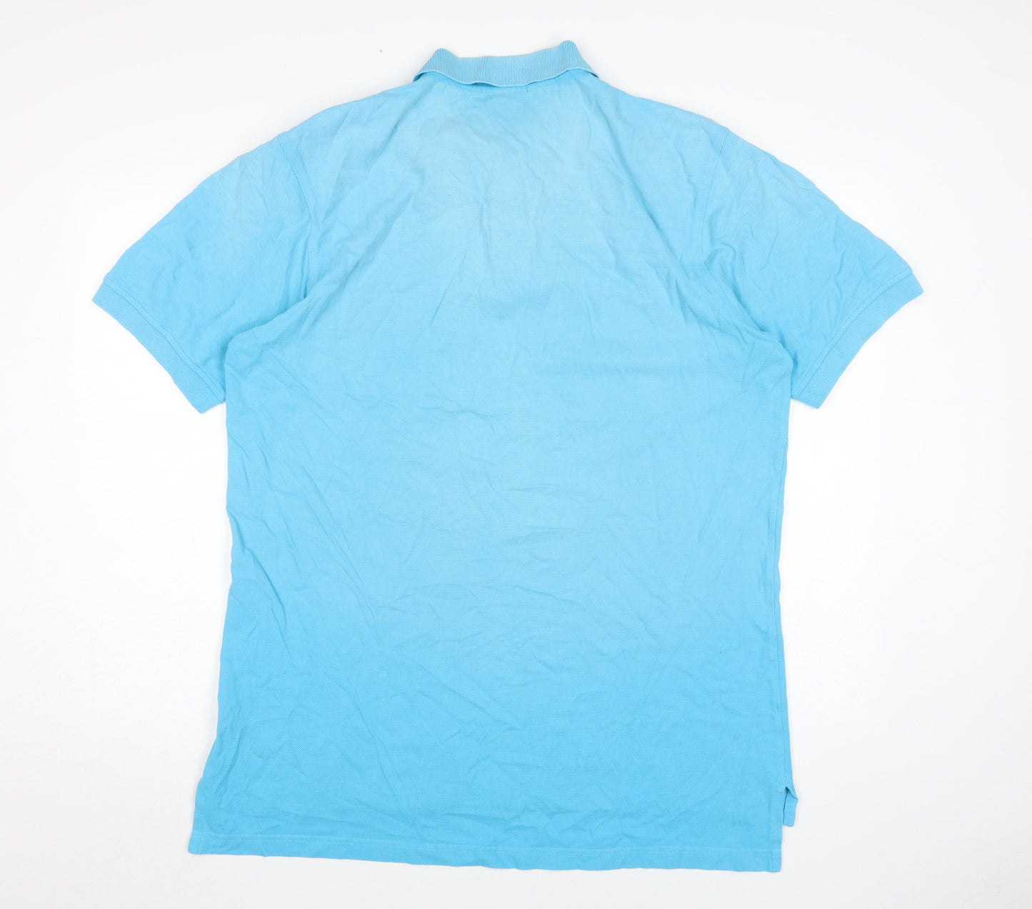 Lands' End Men's Blue Polo, Large, Short Sleeve, Cotton