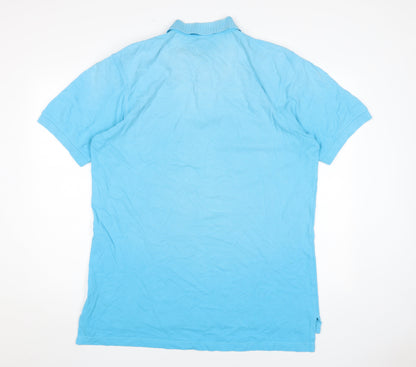 Lands' End Men's Blue Polo, Large, Short Sleeve, Cotton