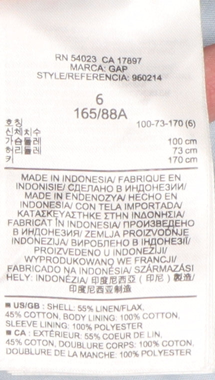 Gap Women's Blue Linen Blazer Size 10 Regular Fit