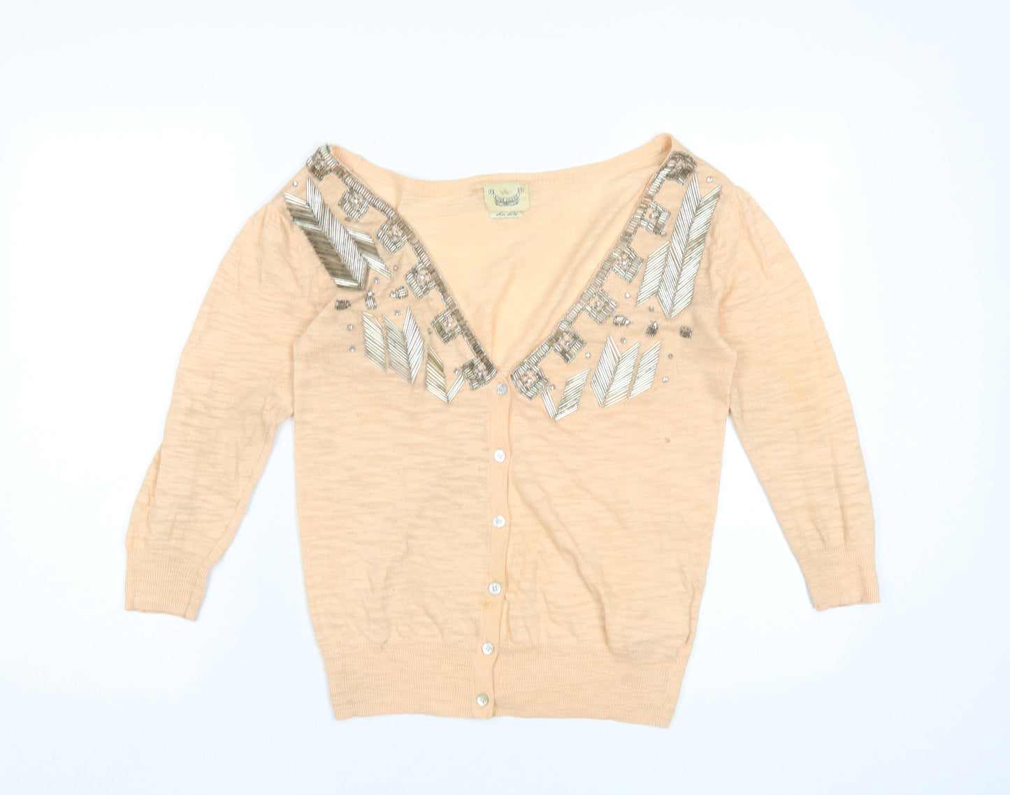 Womens UK Size 10 River Island Beige Cardigan Jumper