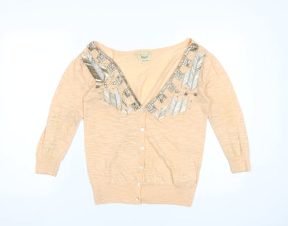 Womens UK Size 10 River Island Beige Cardigan Jumper