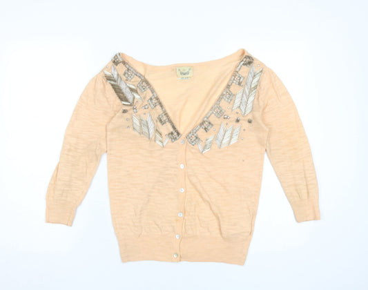 Womens UK Size 10 River Island Beige Cardigan Jumper
