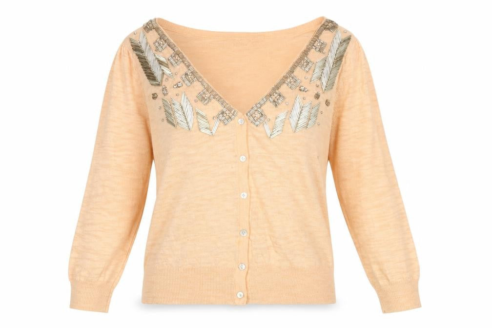 Womens UK Size 10 River Island Beige Cardigan Jumper