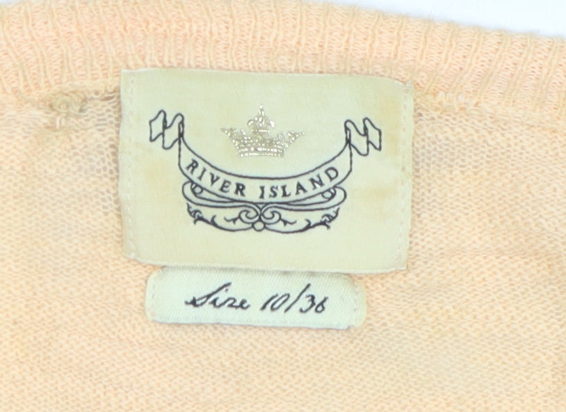 Womens UK Size 10 River Island Beige Cardigan Jumper