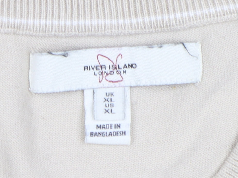 River Island Men's Beige XL Pullover Jumper