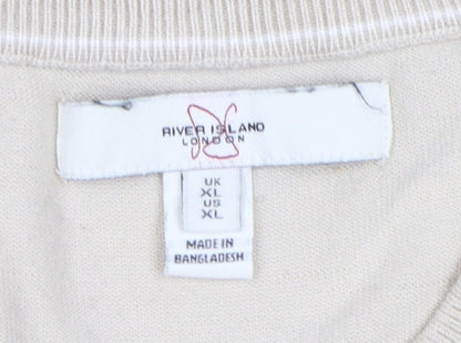 River Island Men's Beige XL Pullover Jumper