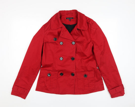 Womens UK Size 10 Laura Ashley Red Pea Coat