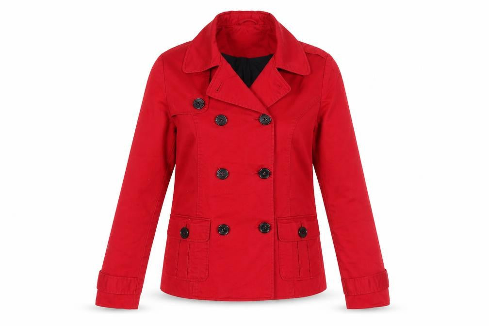 Womens UK Size 10 Laura Ashley Red Pea Coat