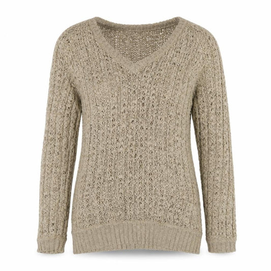 Front view of Savoir Women's Beige Cable-Knit jumper, size 12