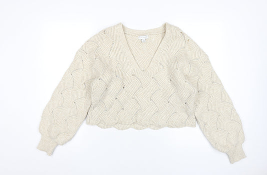 Womens UK Size M Topshop Ivory Pullover Jumper