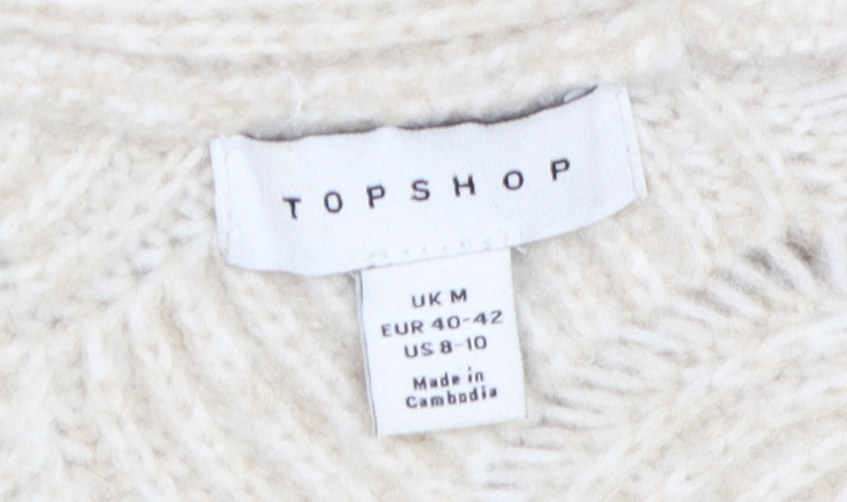 Womens UK Size M Topshop Ivory Pullover Jumper