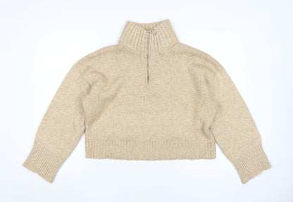 ASOS Design Women Beige High Neck Pullover Jumper S