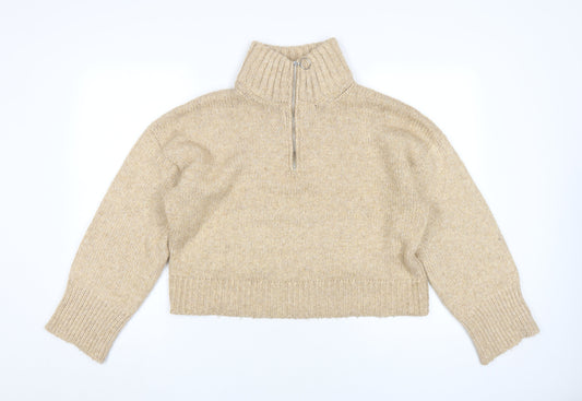 ASOS Design Women Beige High Neck Pullover Jumper S