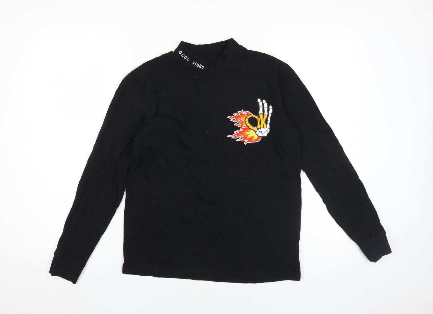 Next Boys Black Graphic Embroidered Long Sleeve T-Shirt
