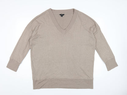 Next Beige V-Neck Pullover Jumper L Unisex Adults