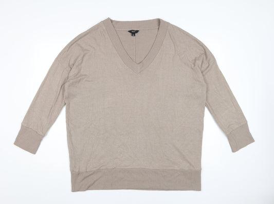 Next Beige V-Neck Pullover Jumper L Unisex Adults