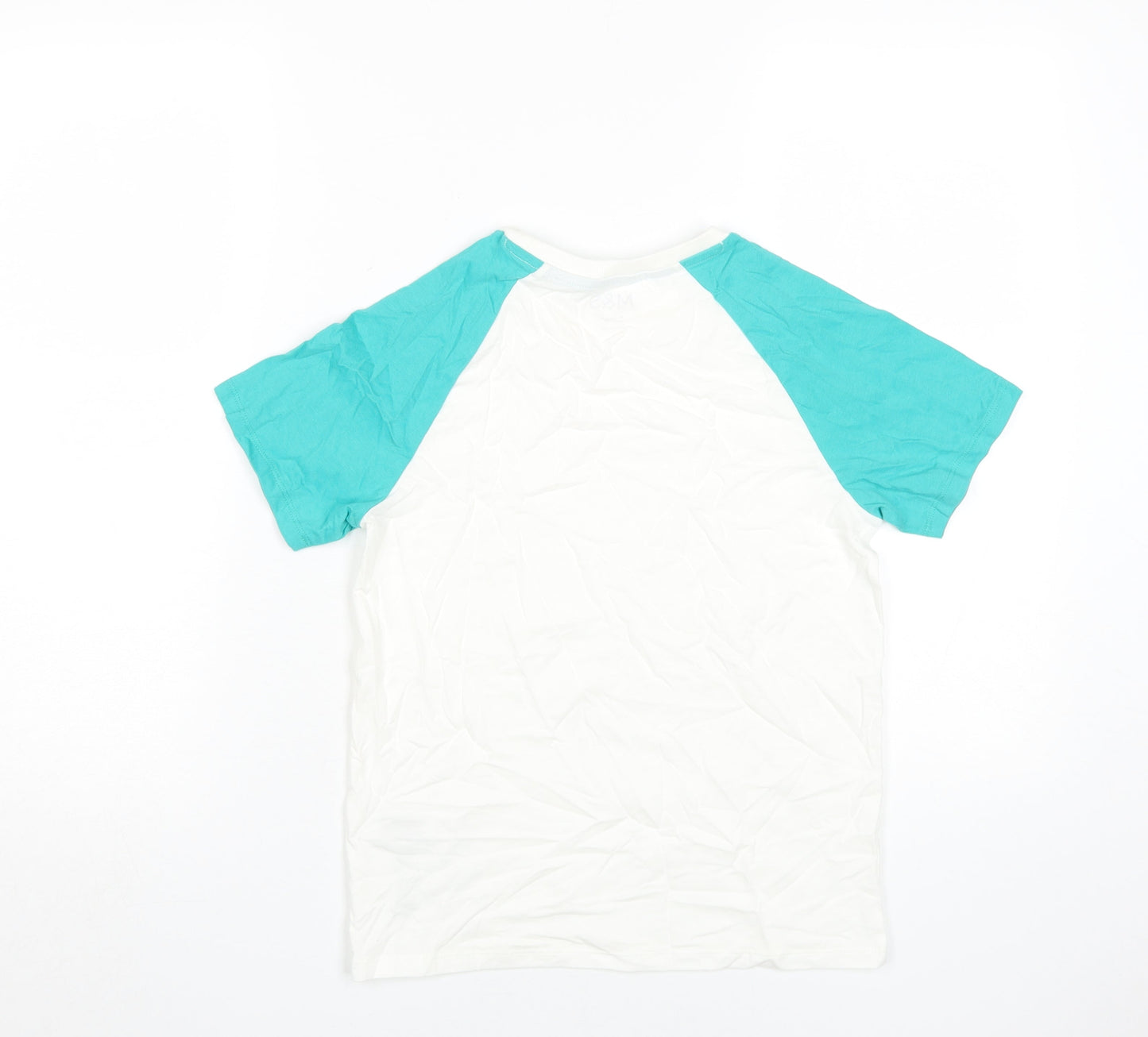 Marks and Spencer Boys White Blue T-Shirt 9-10 Years