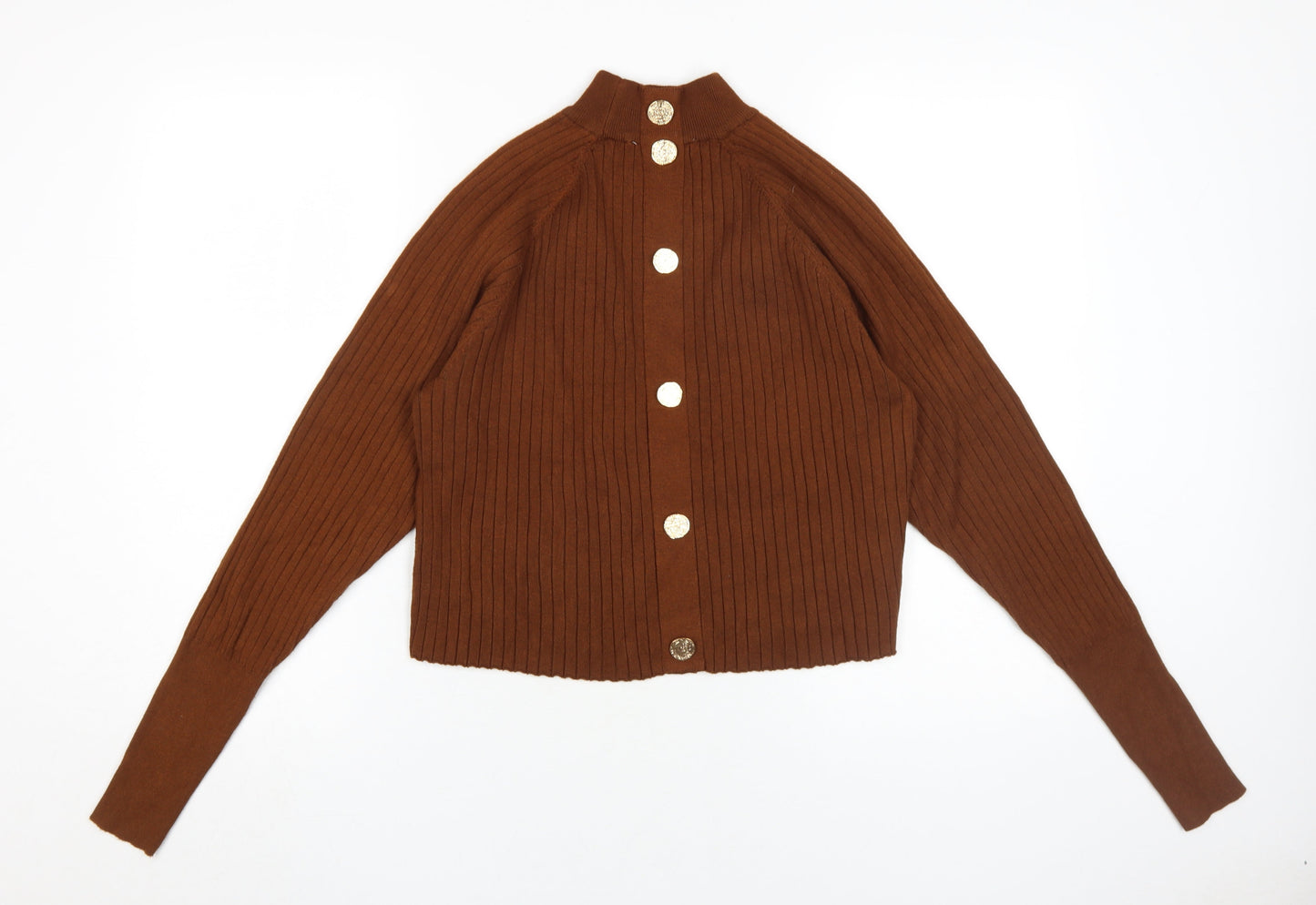 Zara Women’s Brown Mock Neck Cardigan, Size S
