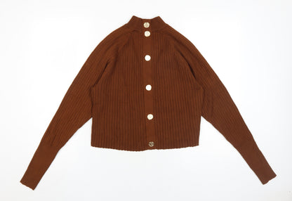Zara Women’s Brown Mock Neck Cardigan, Size S