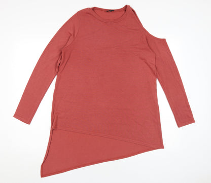 Womens UK Size 10 River Island Red Asymmetrical T-Shirt