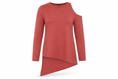 Womens UK Size 10 River Island Red Asymmetrical T-Shirt