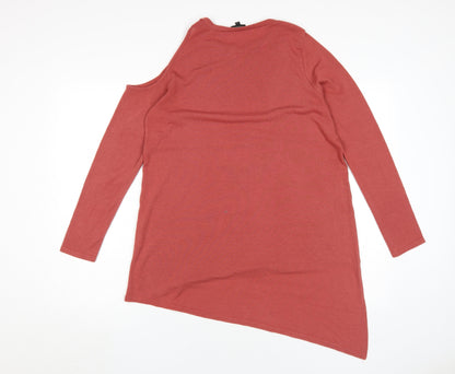 Womens UK Size 10 River Island Red Asymmetrical T-Shirt