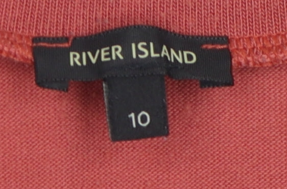 Womens UK Size 10 River Island Red Asymmetrical T-Shirt