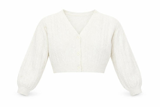 Front view of ASOS Women's Ivory V-Neck Cardigan, size 10