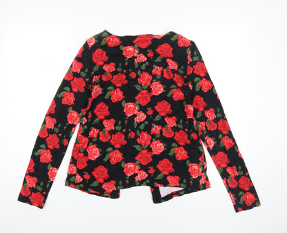 Chillytime Women's Black Floral Long Sleeve Blouse Size 10