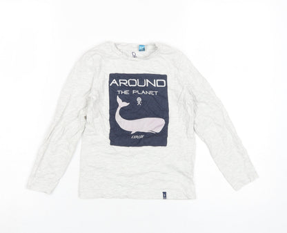 Okaidi Boys White Graphic Long Sleeve T-Shirt 6 Years