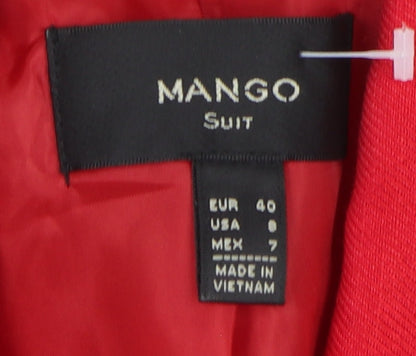 Mango Women's Red Suit Jacket Size 12 Regular