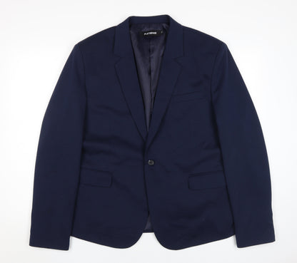 FLATSEVEN Men's Blue Blazer XL, Rayon Blend Fashion