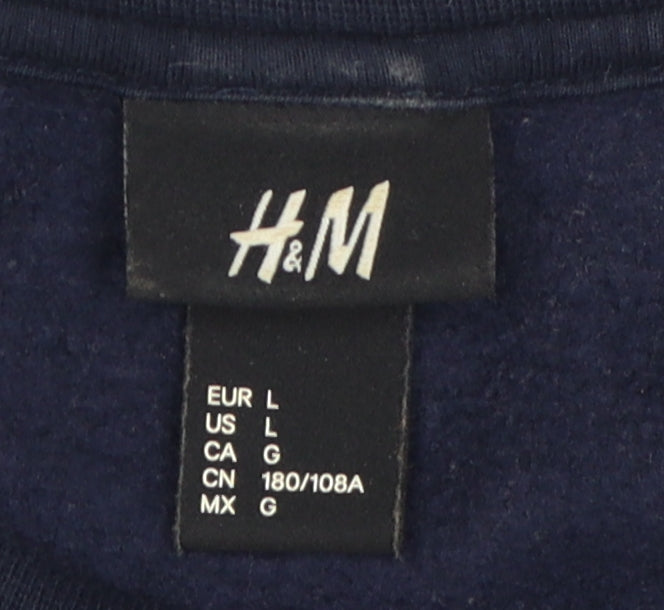 Mens UK Size L H&M Blue Pullover Sweatshirt
