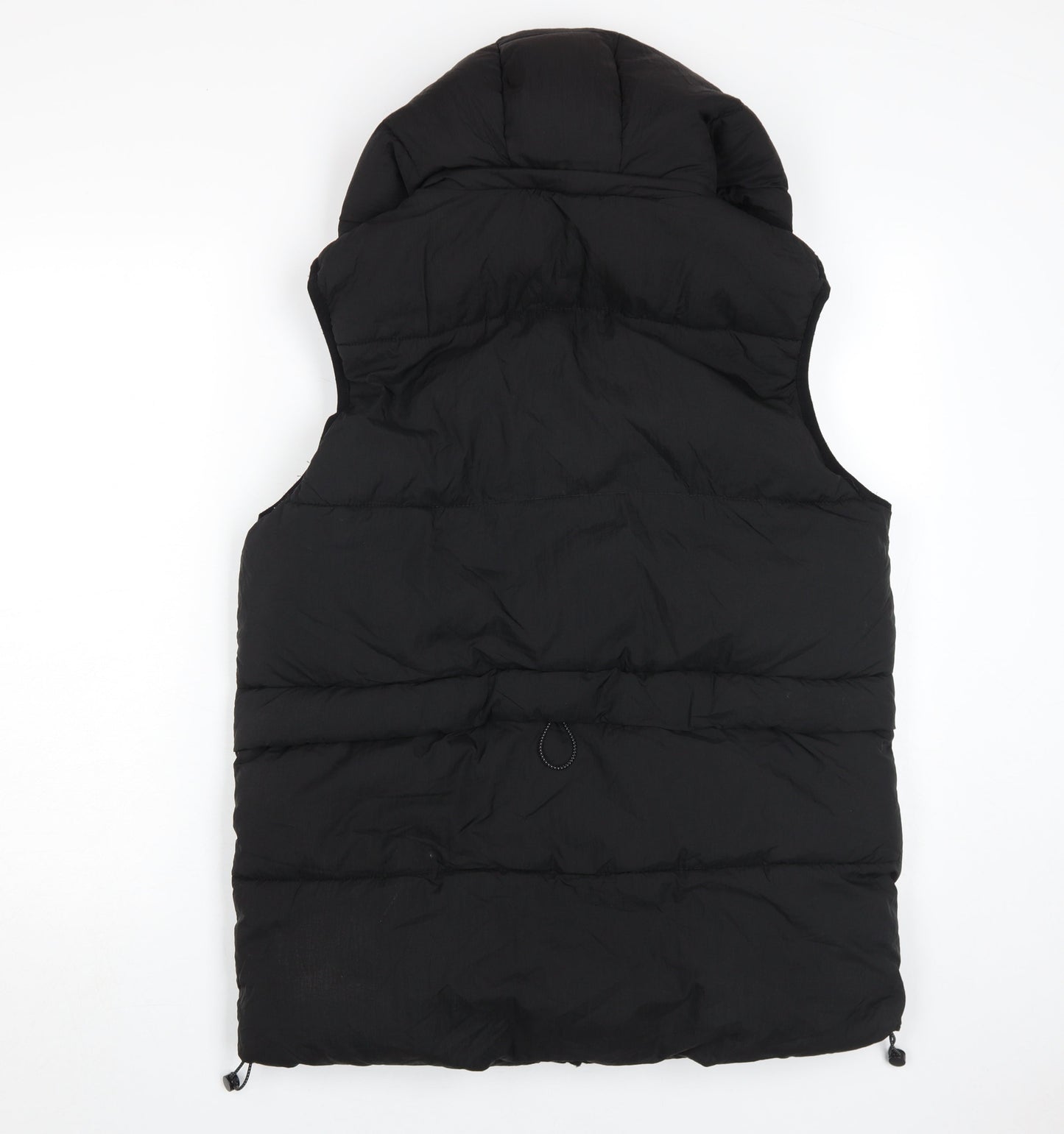 Zara Men's Black Puffer Waistcoat S Hooded Casual