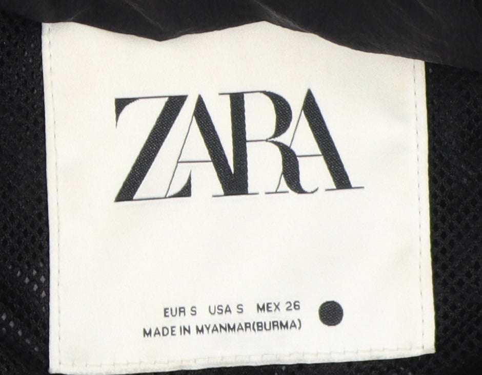 Zara Men's Black Puffer Waistcoat S Hooded Casual