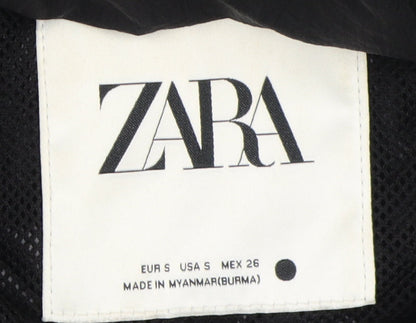 Zara Men's Black Puffer Waistcoat S Hooded Casual