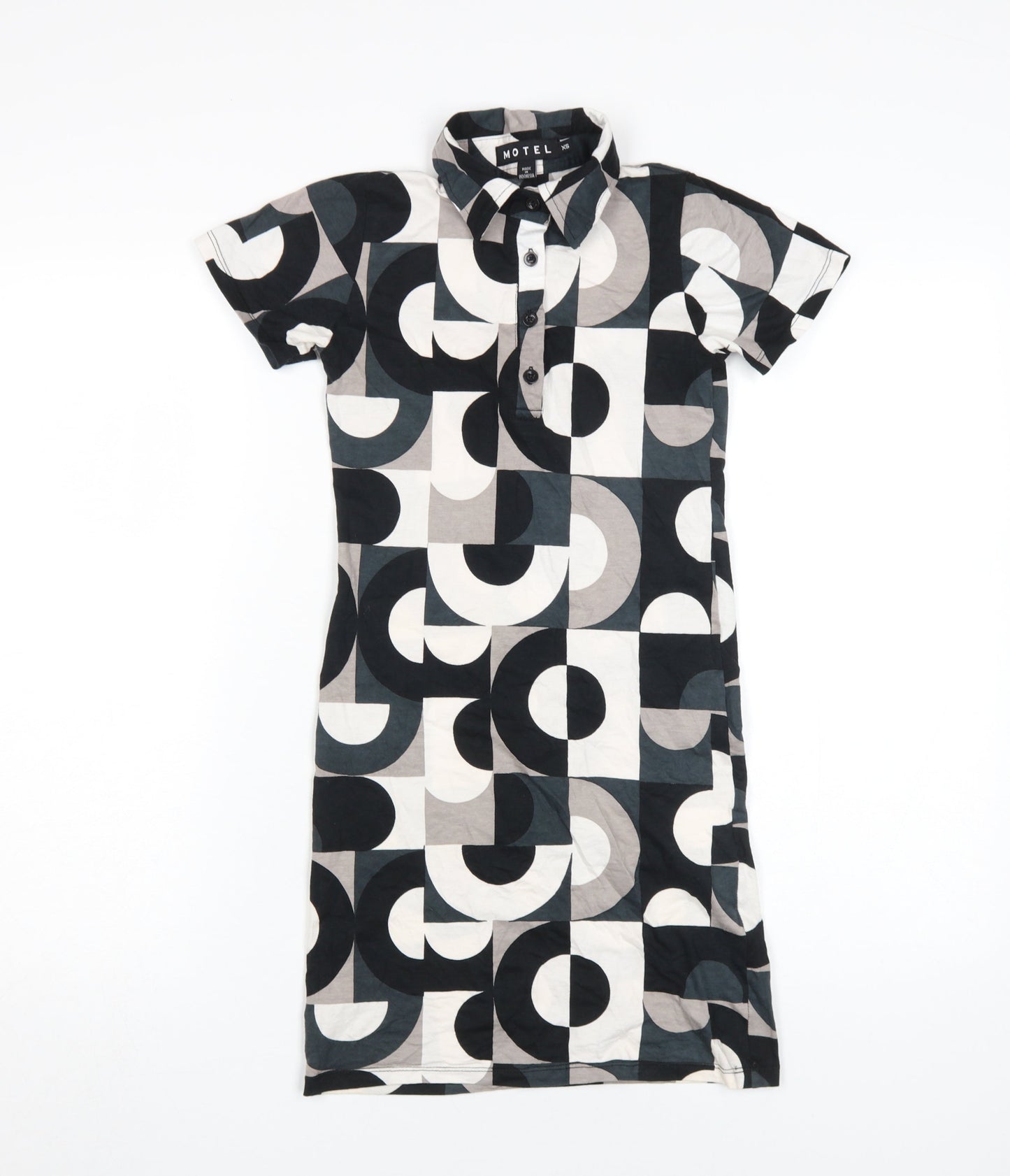 Motel Women's XS Black Geometric Shirt Dress