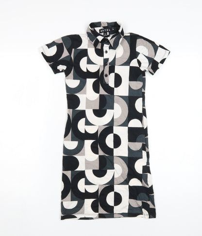 Motel Women's XS Black Geometric Shirt Dress