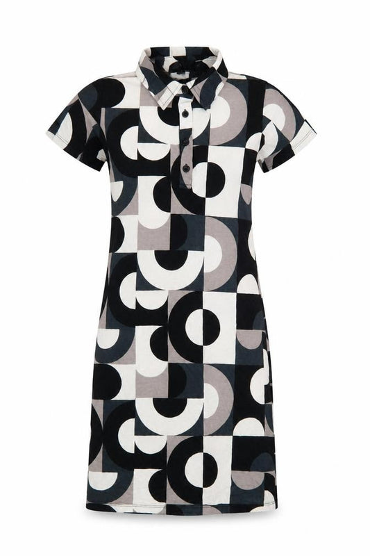 Motel Women's XS Black Geometric Shirt Dress