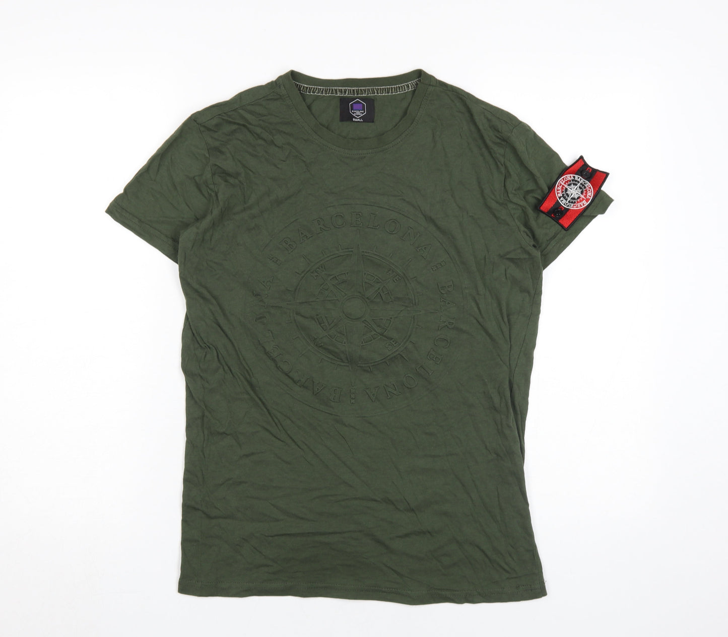 Barcelona Designs Men's Green Crew Neck T-Shirt, Size S