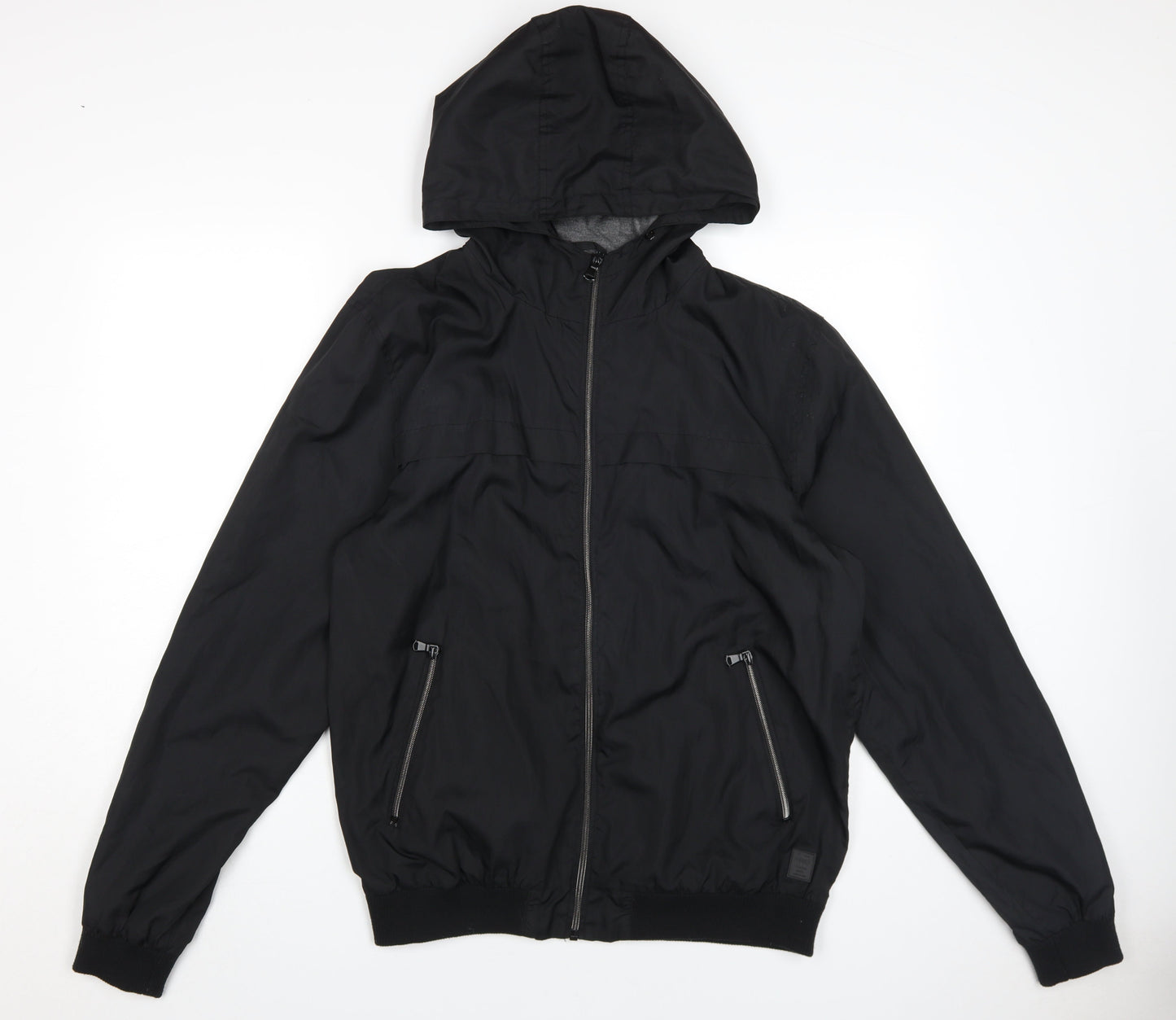 Mens UK Size L LFTMAN Black Windbreaker Coat