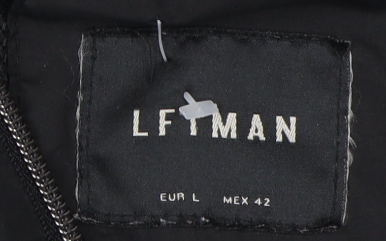 Mens UK Size L LFTMAN Black Windbreaker Coat