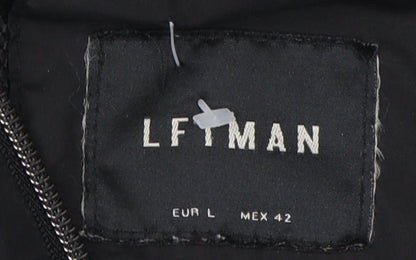 Mens UK Size L LFTMAN Black Windbreaker Coat