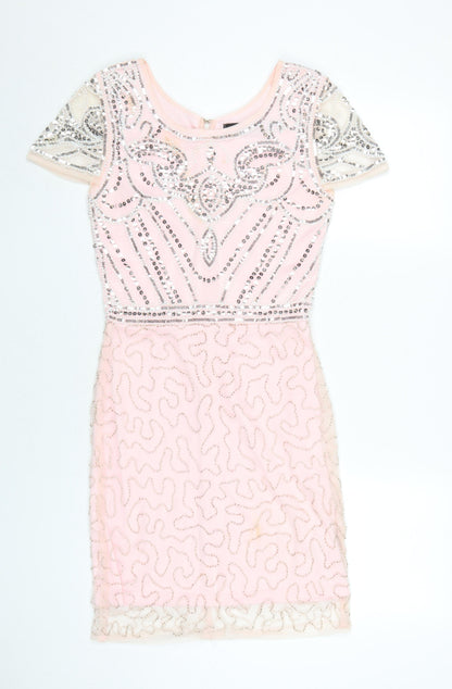 Boohoo Women’s Pink Sequin Bodycon Dress - Size 8