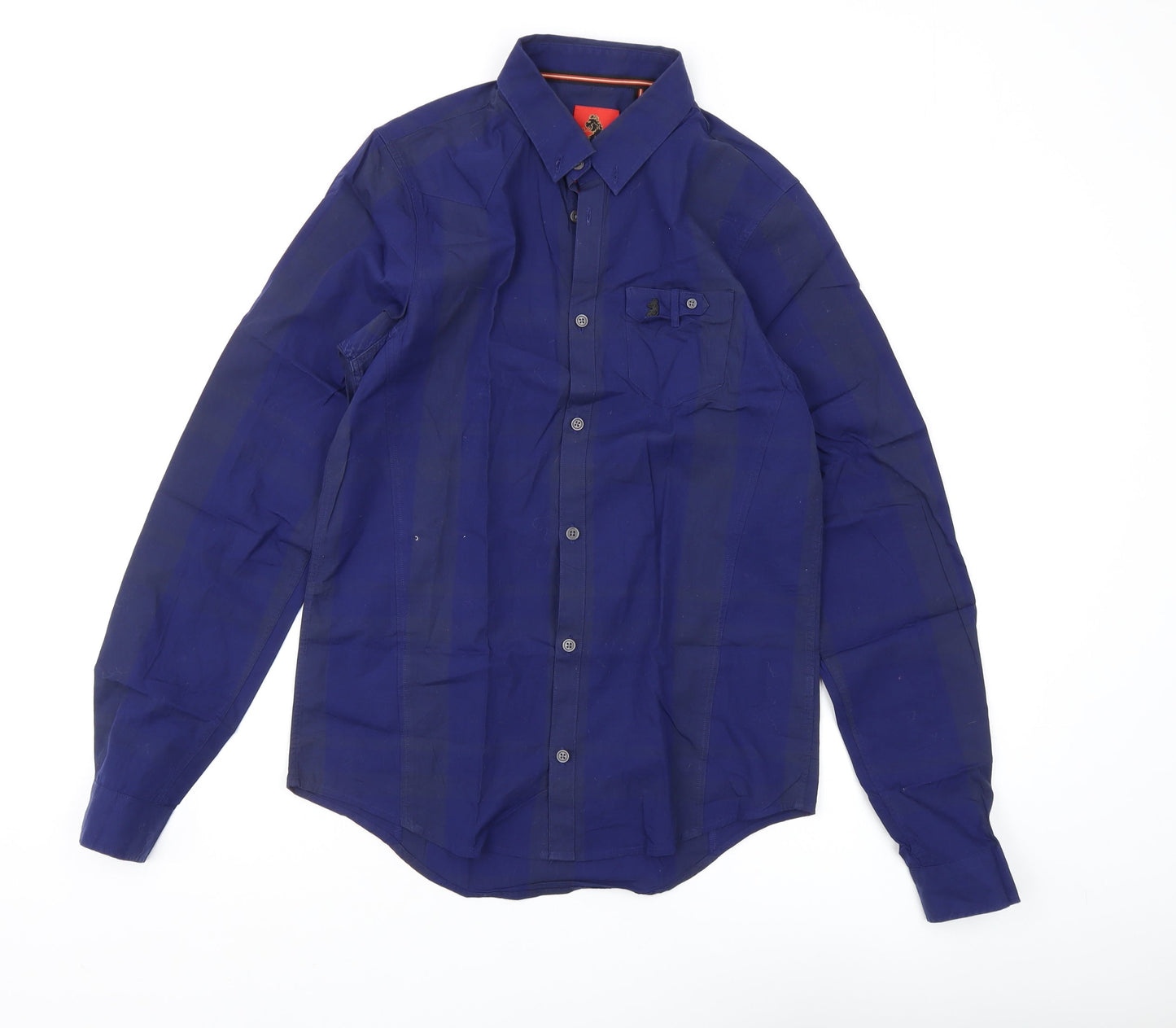 Luke Men's Slim Fit Blue Button-Up Shirt, Size S