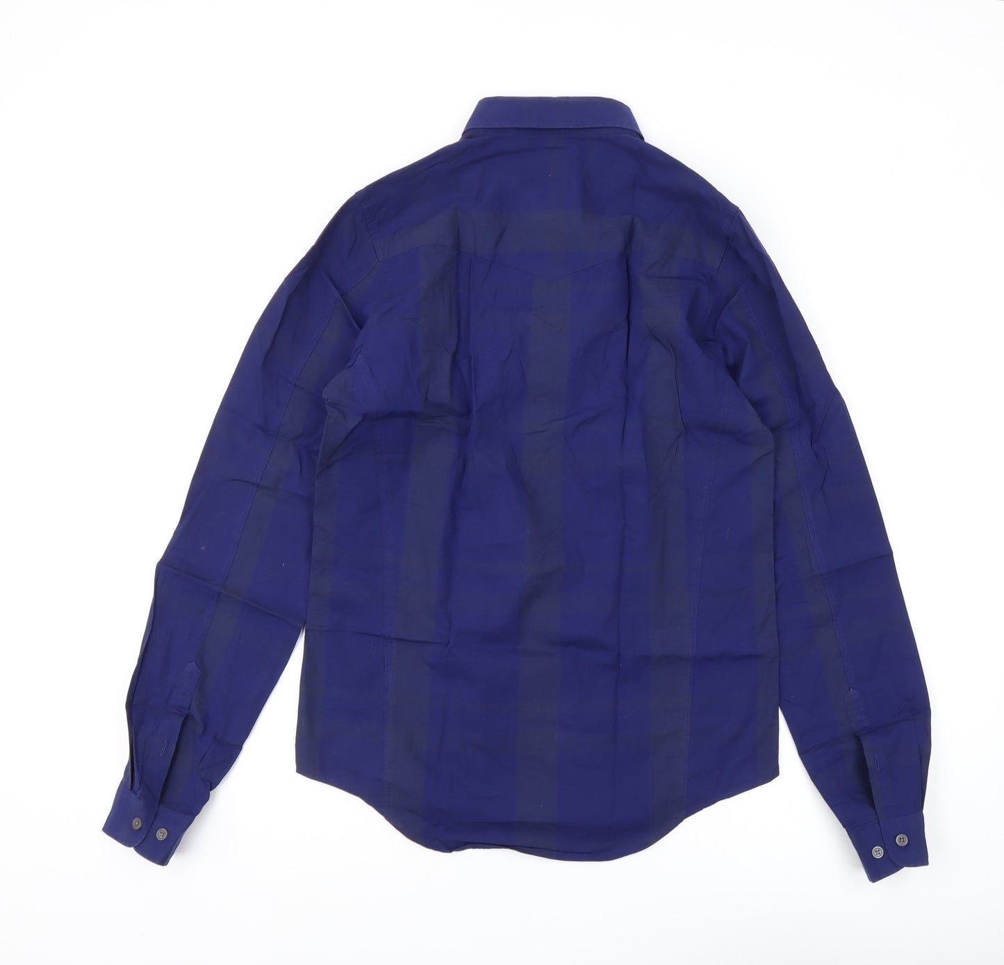 Luke Men's Slim Fit Blue Button-Up Shirt, Size S