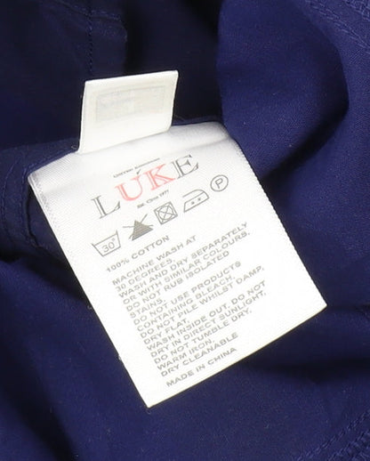 Luke Men's Slim Fit Blue Button-Up Shirt, Size S