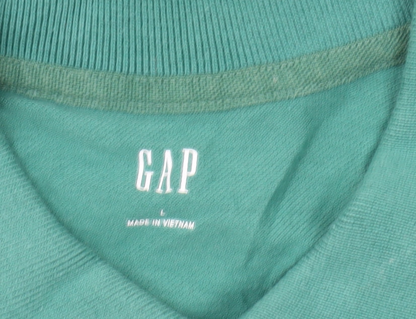 Gap Men's Green Polo Shirt - Size L, Short Sleeve